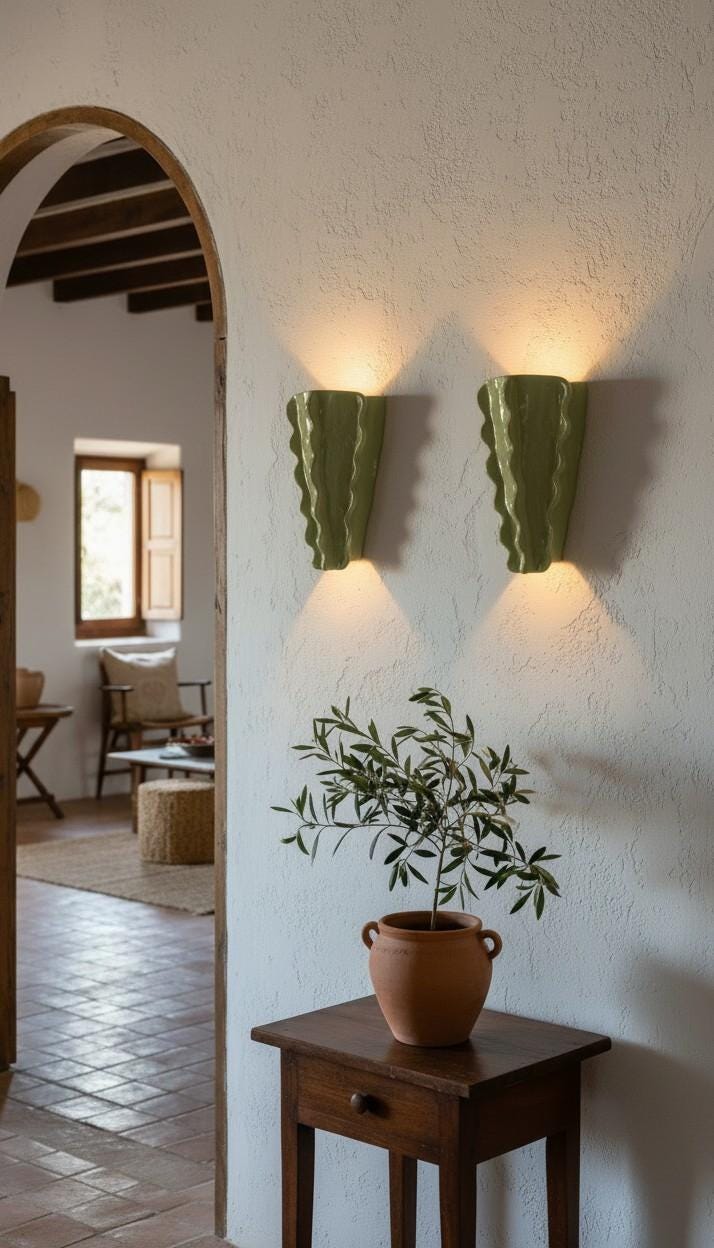 Waves — Wall Sconce, handmade ceramic