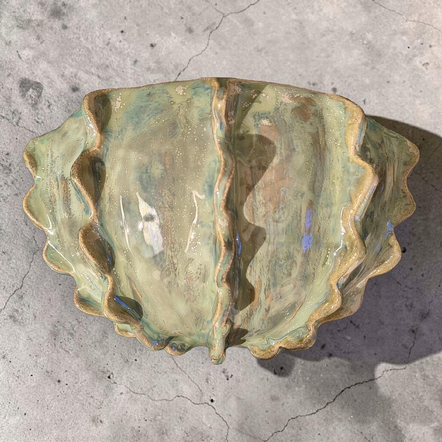 Waves Round — Wall Sconce, handmade ceramic